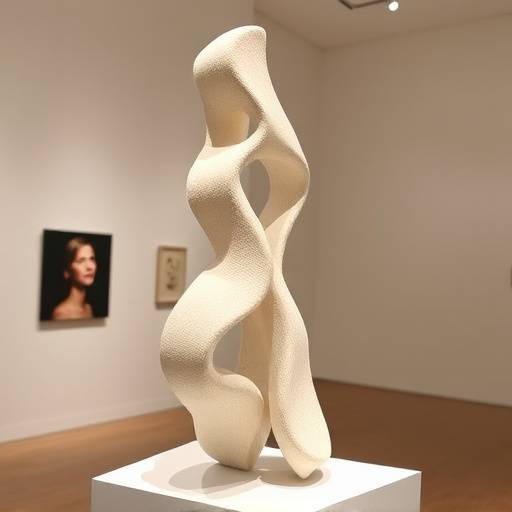 Detalle de una escultura abstracta en una galer&iacute;a de arte en Bilbao