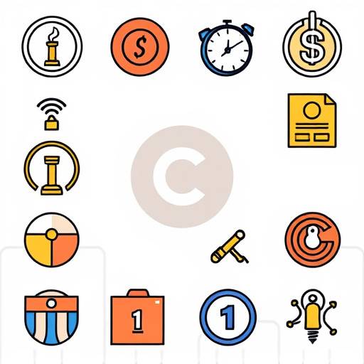 Iconos estilizados que representan derechos de autor, marcas registradas y patentes.