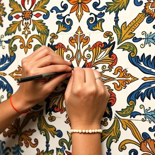 Manos de artesano pintando intrincados dise&radic;&plusmn;os en azulejos de cer&radic;&deg;mica